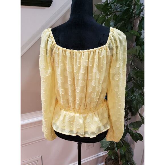 Lauren Conrad Women's Yellow 100% Polyester Scoop Neck Long Sleeve Top Blouse S - Picture 5 of 12